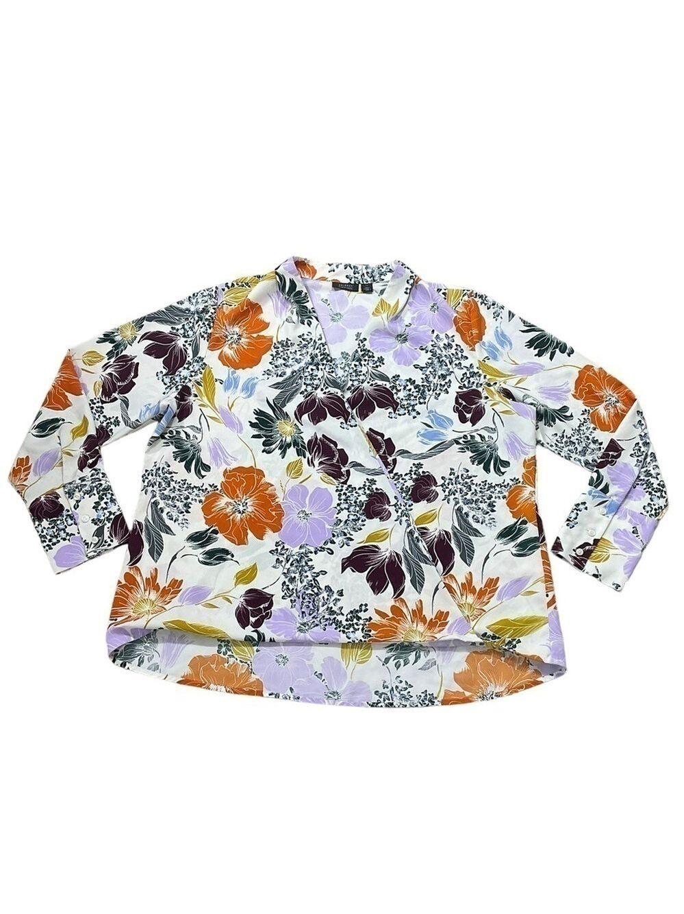 Halogen x Atlantic Pacific Collaboration Floral Cross Front Blouse Size 1X